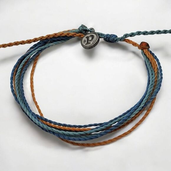 Pura Vida Blue & Orange Adjustable String Bracelet - Picture 1 of 6